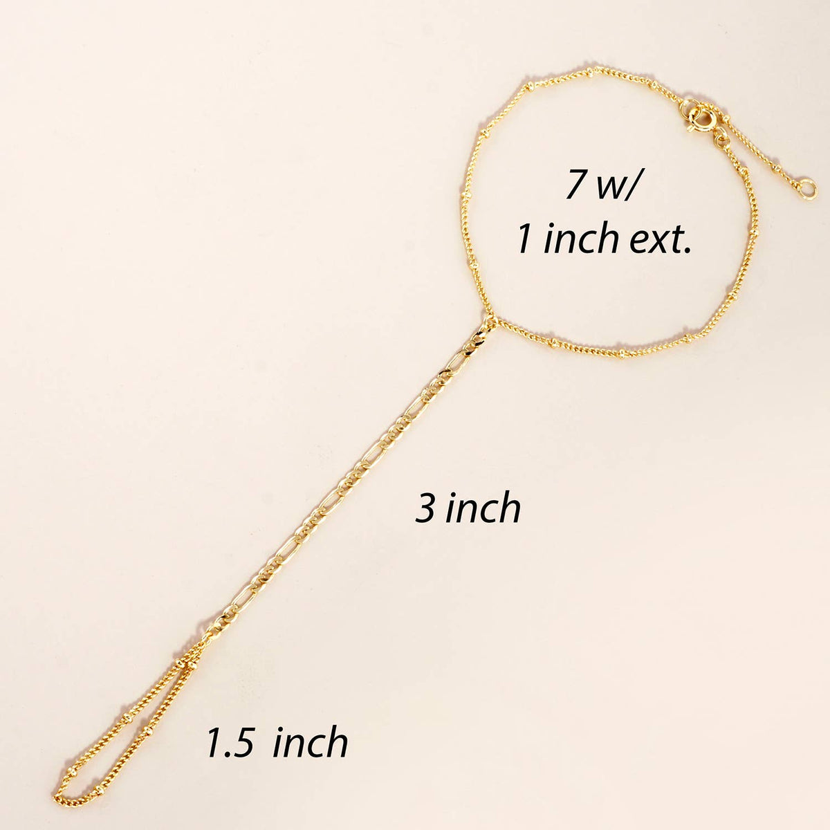Bevelled Figaro-Chain Accents Brass Hand-Chain Bracelet