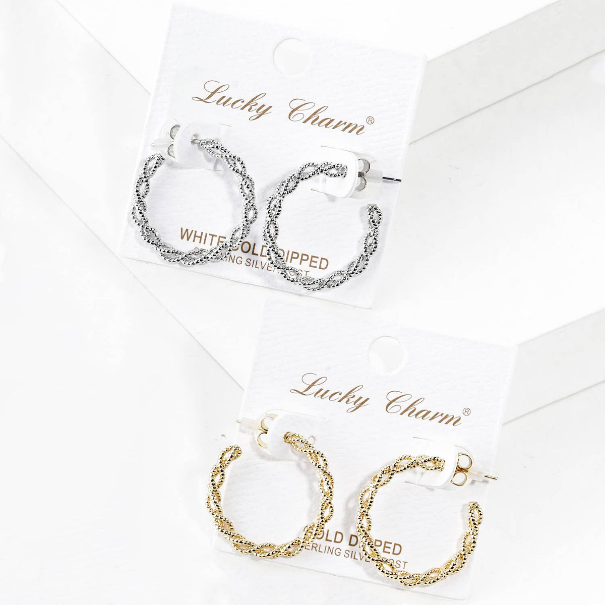 Twisted Textures Sterling Silver Post Hoop Earrings