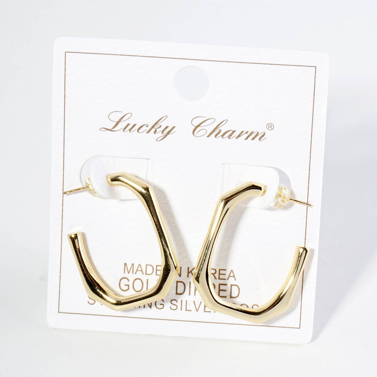25MM OCTAGON HOOP EARRINGS / 18K GOLD DIPPED