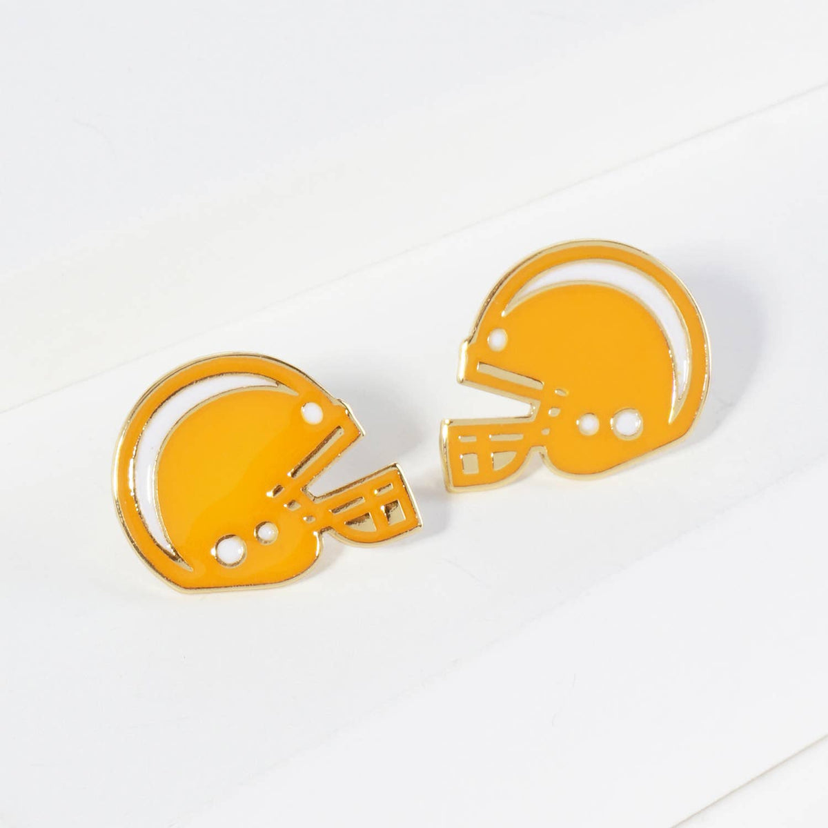 18K Gold Dipped Enamel Football Helmet Game Day Stud Earring