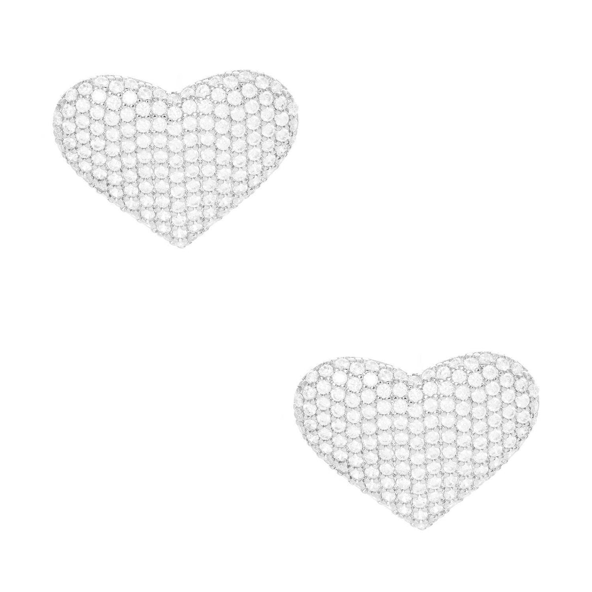 Gold Cubic Embedded Heart Shaped Stud Earrings