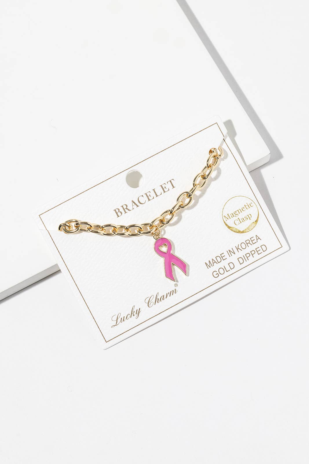 Pink Ribbon Breast Cancer Awareness Chain Bracelet