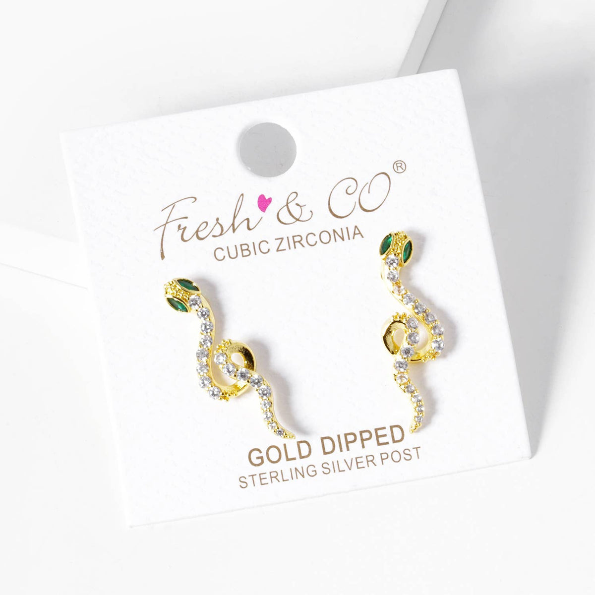 Dainty Slithering Snake Stud Earrings with Cubic Zirconia