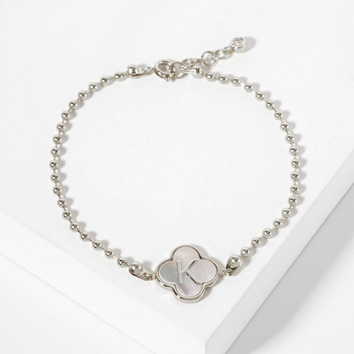Dainty Gold Dipped Initial Clover Bracelet