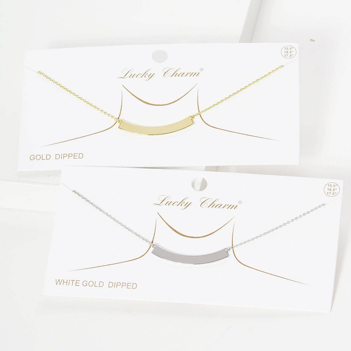 Gold Plated Curved Bar Necklace