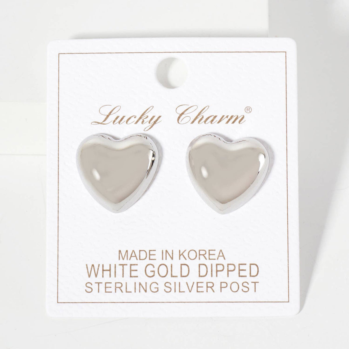 Polished Brass 17mm Heart-Shaped Stud Earrings