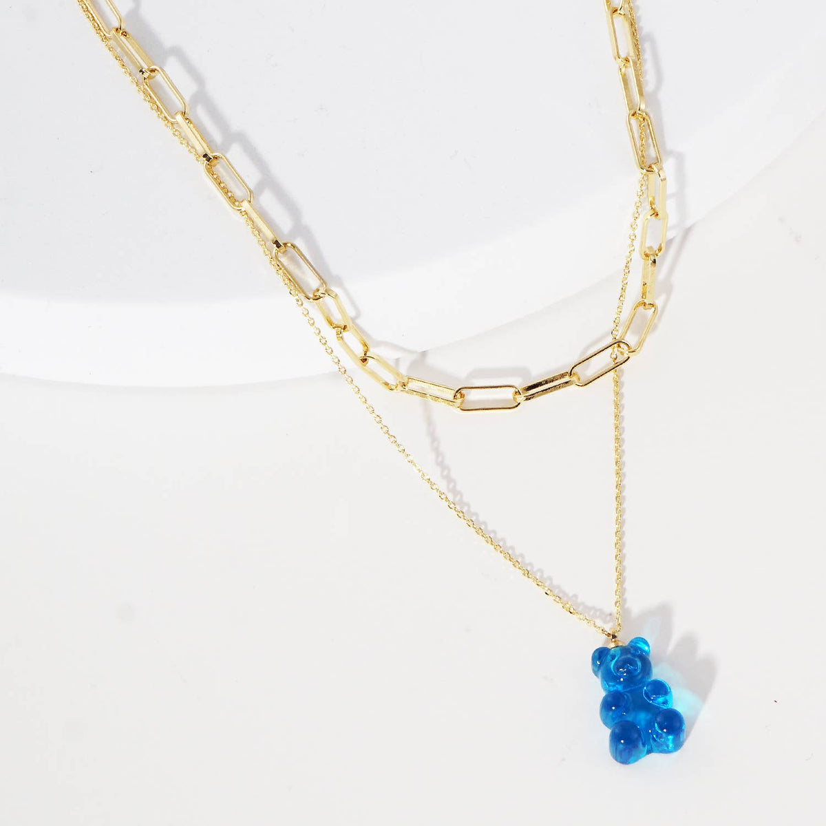 Multicolor Beaded Gummy Bear 2 Layered Necklace
