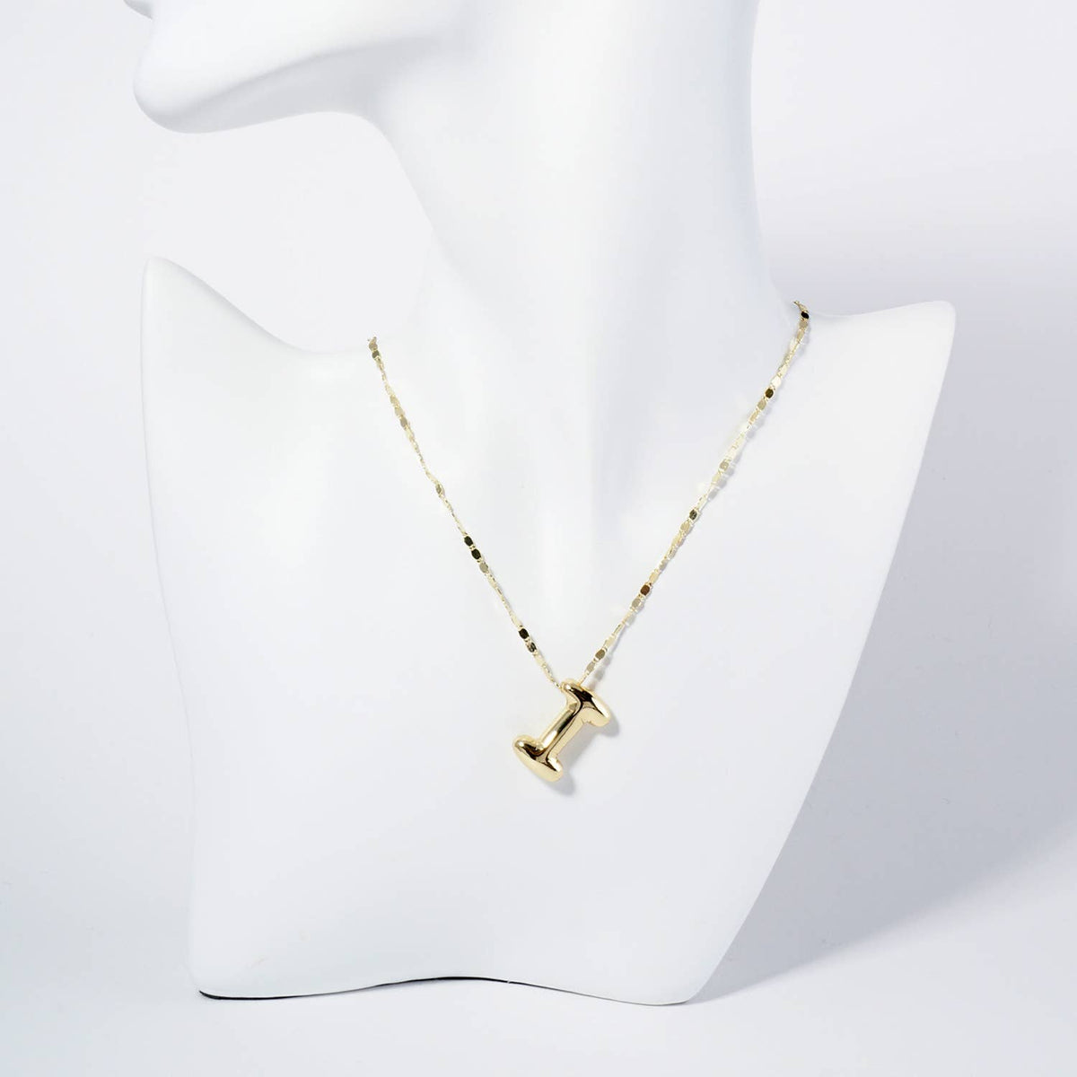 18K Gold Dipped Brass Bubble Initial Pendant Necklace