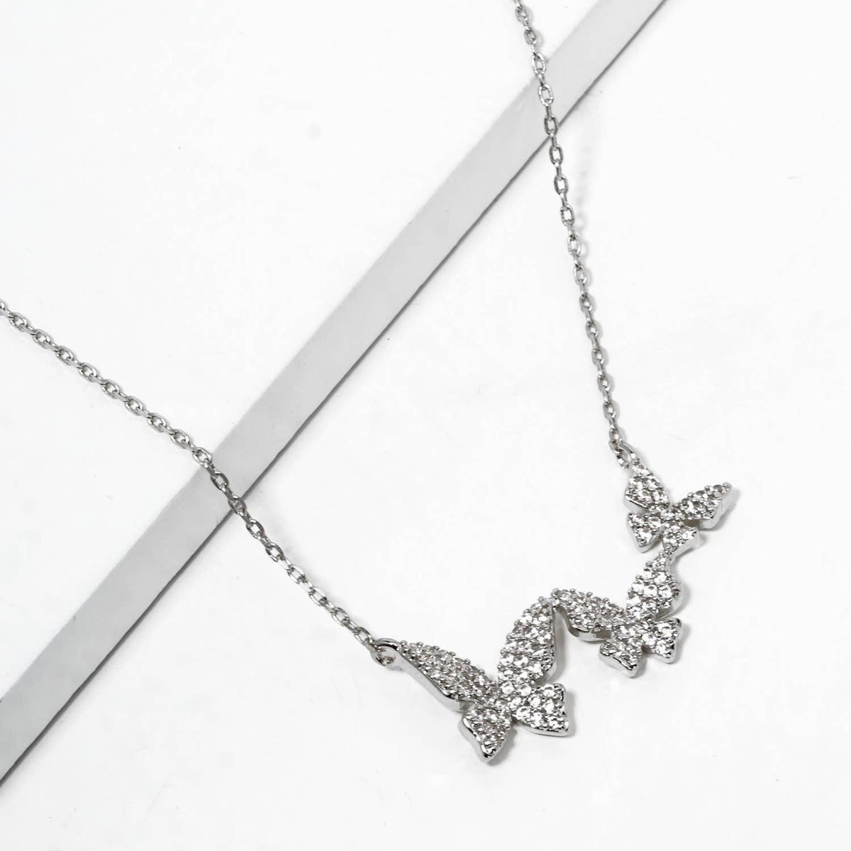 Triple Pavé Butterfly Statement Necklace