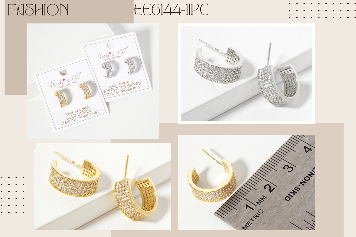 Micro-Pave-Set Open Hoop Earrings