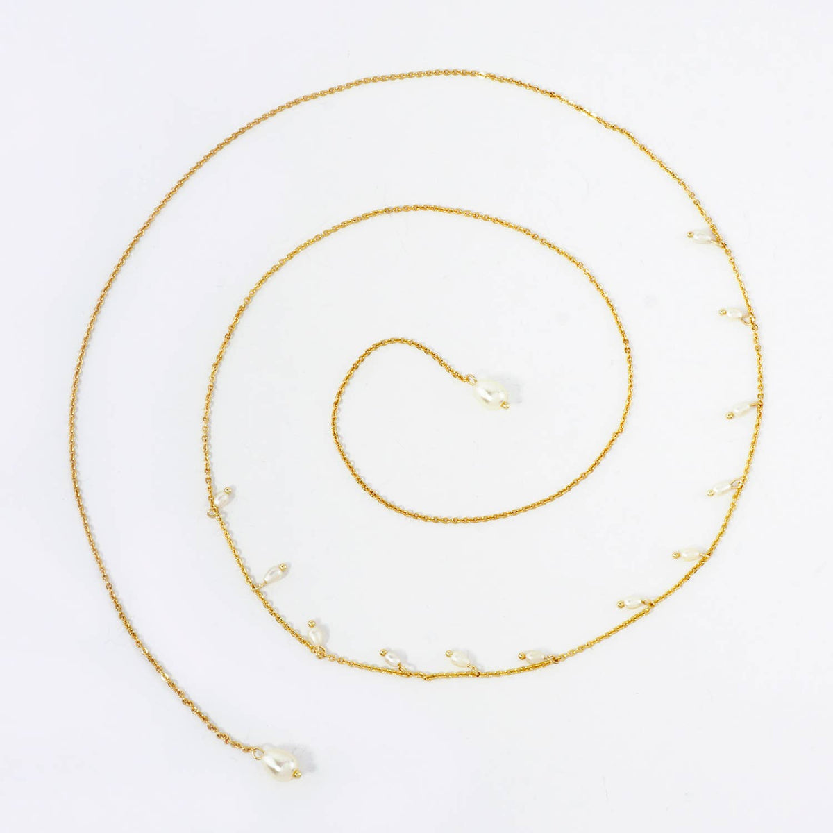 Satellite-Style Glass Pearl Drop 18K-Gold-Dipped Face-Chain