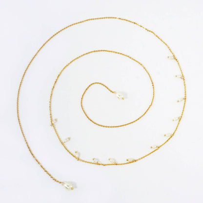 Satellite-Style Glass Pearl Drop 18K-Gold-Dipped Face-Chain