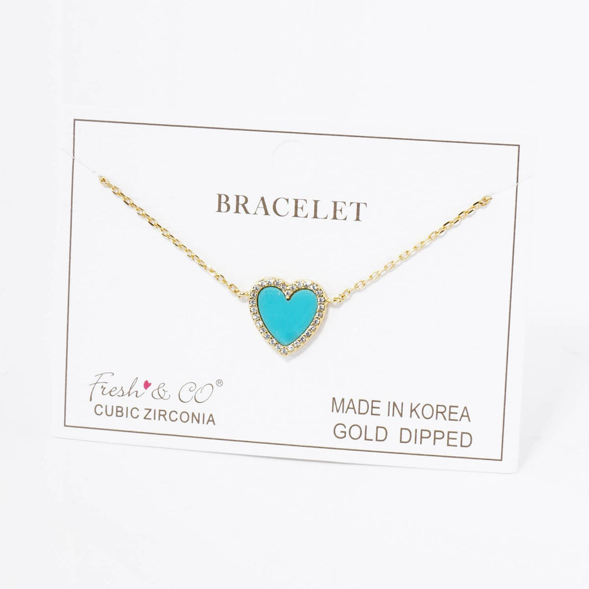 18K Gold Dipped 13mm Pave Set Cubic Zirconia Heart Bracelet