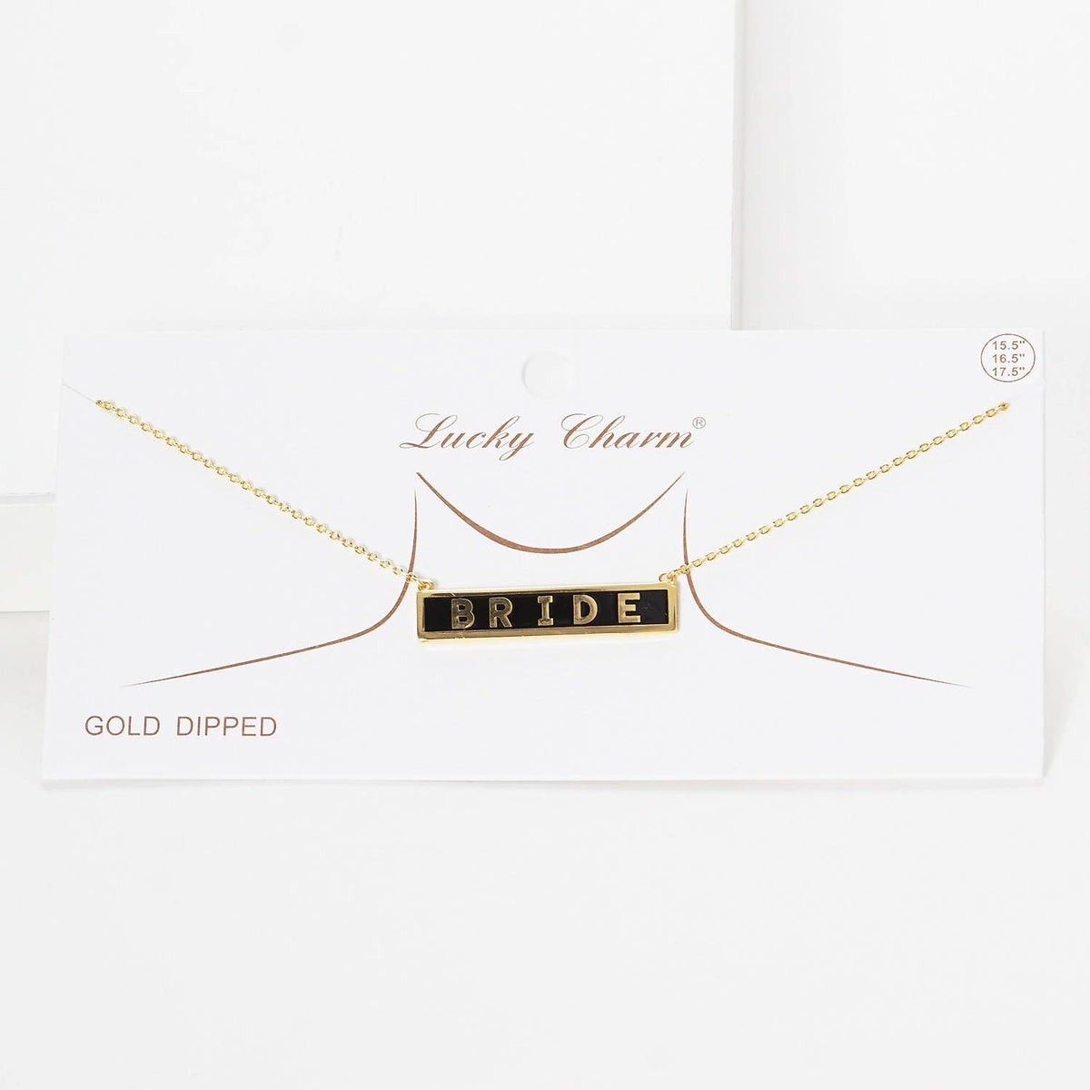 Gold Plated Mini Bar BRIDE Necklace