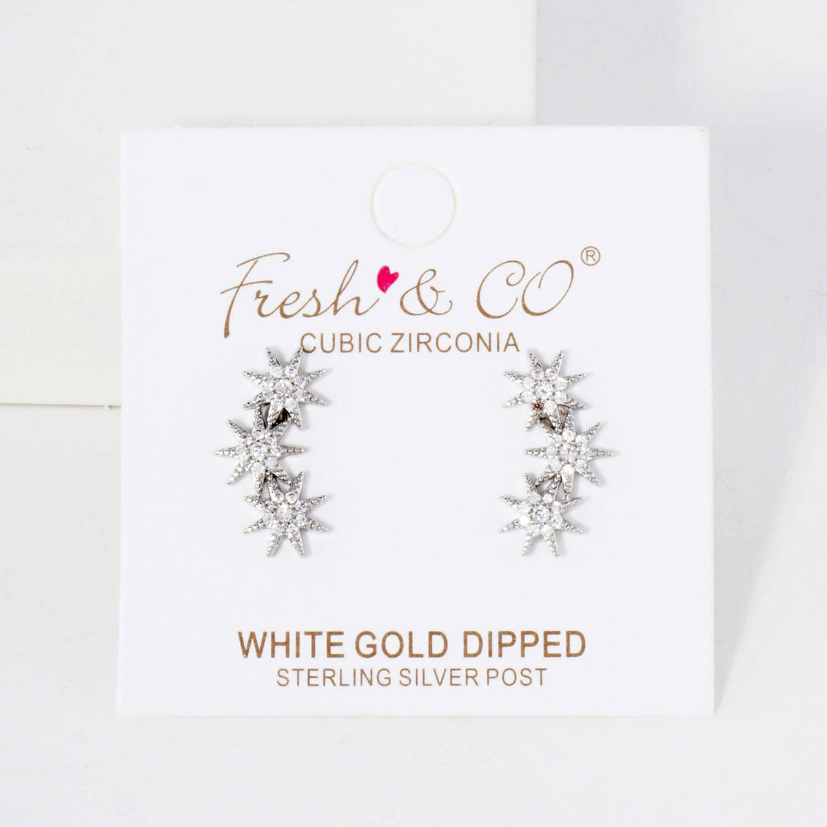 Three CZ Starlight Connected in-a-Curve Stud Earrings