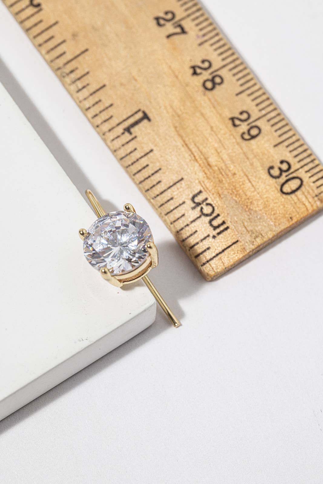 Round Cubic Zirconia Drop Earrings – Solitaire CZ on Lever