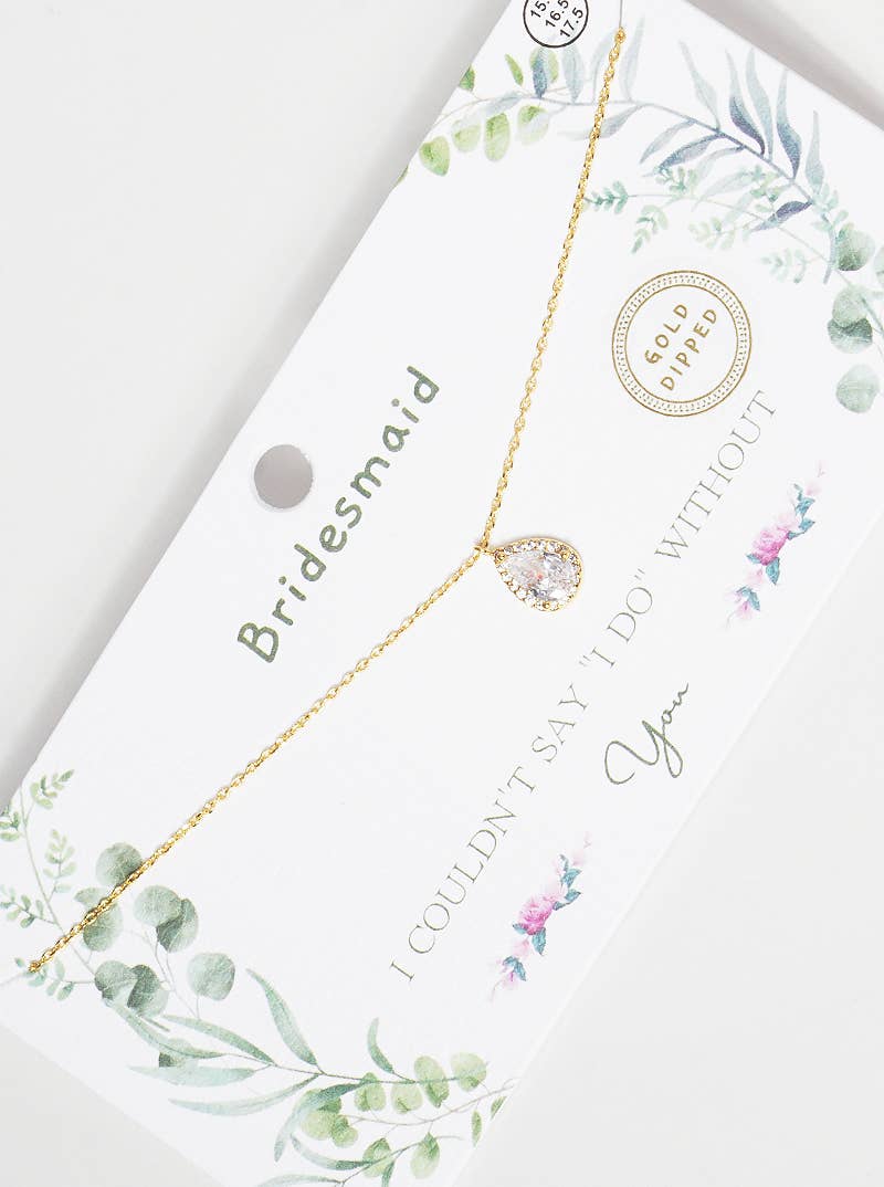 Dainty Pear Cubic Zirconia Bridesmaid Necklace