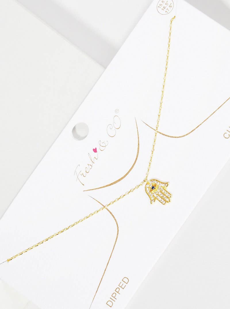 Gold Plated Hasma Eye Necklace