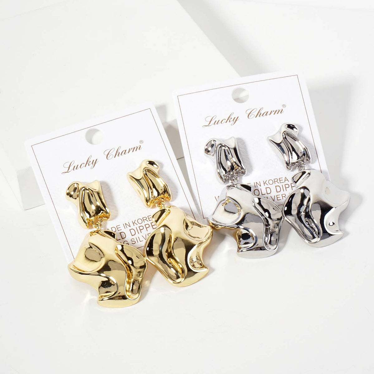 Handcrafted-Like Textured Design Organic Statement Earrings