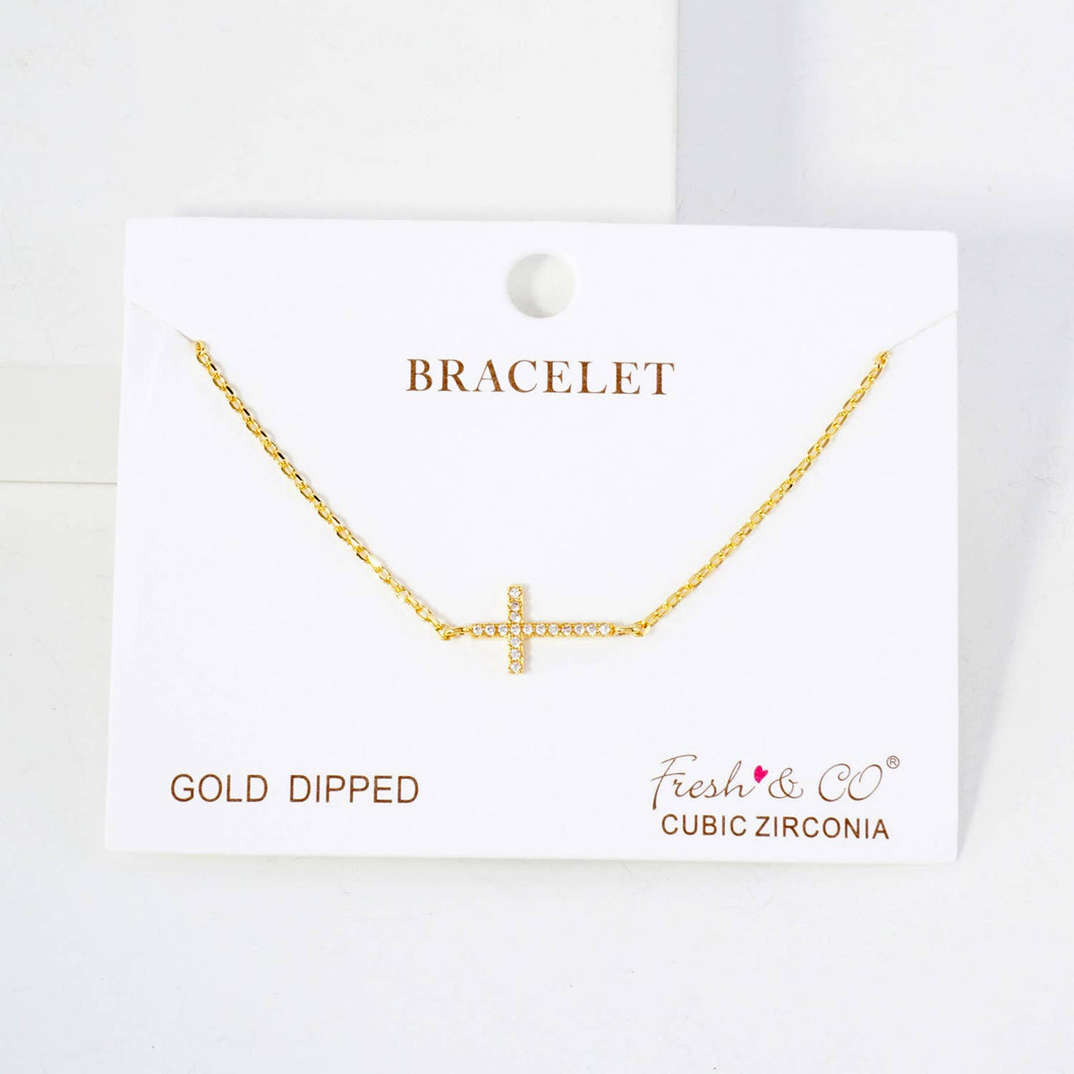 Minimalist Pavé Cross Charm Bracelet