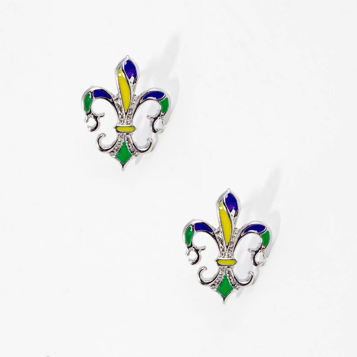 Gold Plated Mardi Gras Themed Post Earrings