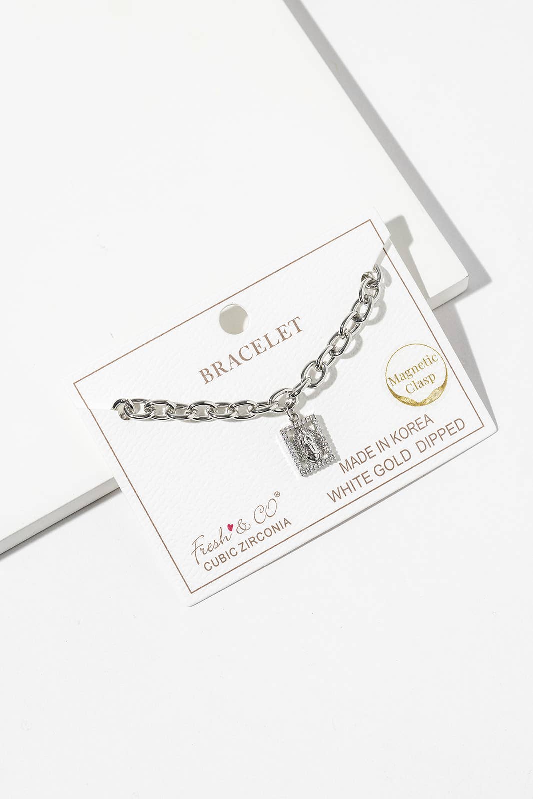 Lady of Guadalupe Rhinestone Pendant Chain Bracelet