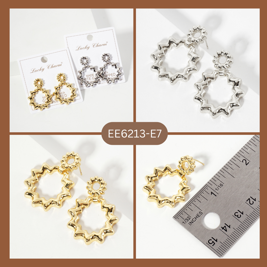 Polished Brass 18K-Gold-Dipped Ripple Wiggle Earrings