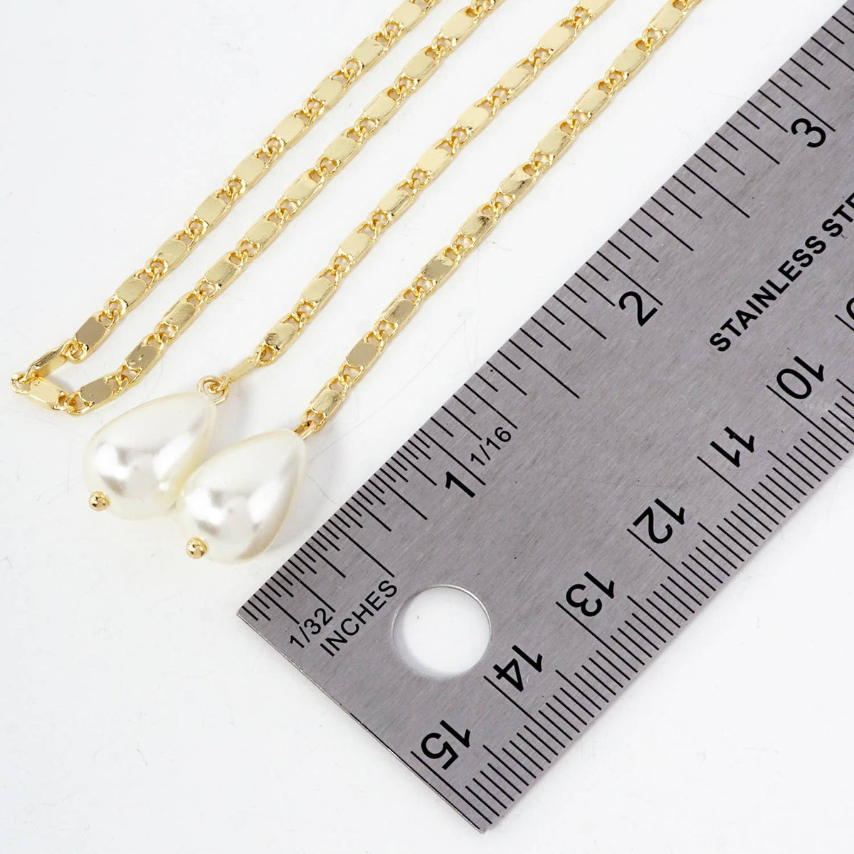 Teardrop Glass Pearl Drop 18K-Gold-Dipped Face-Chain