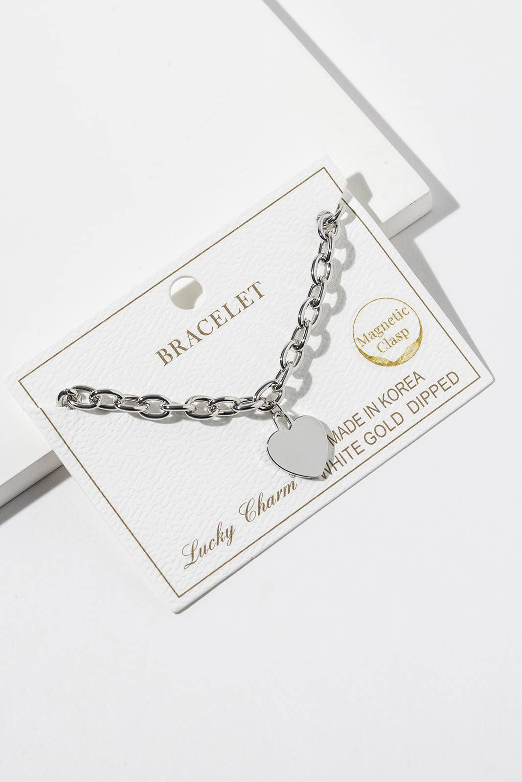 Magnetic Clasp Heart Charm Link Bracelet