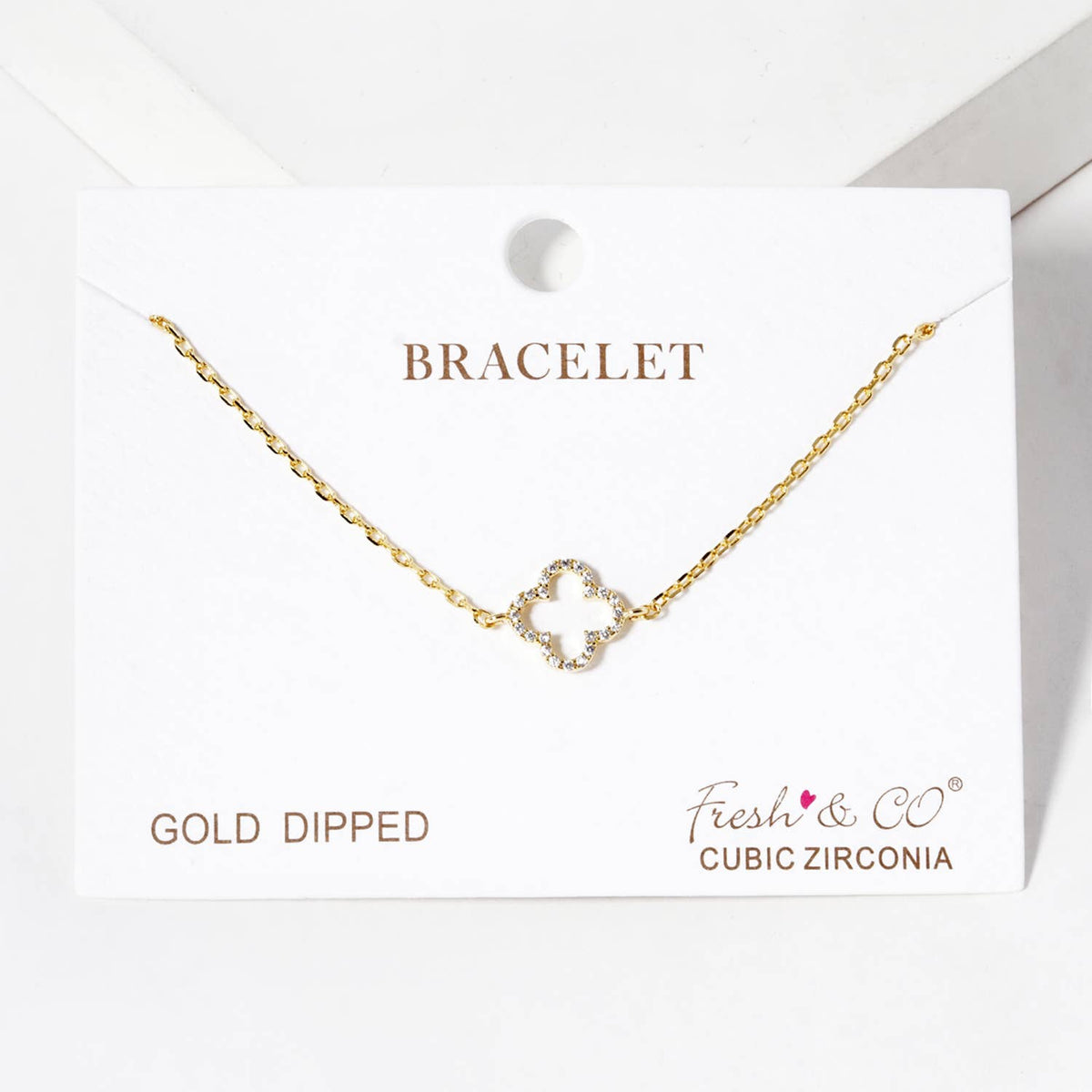Minimalist Pavé Clover Charm Bracelet