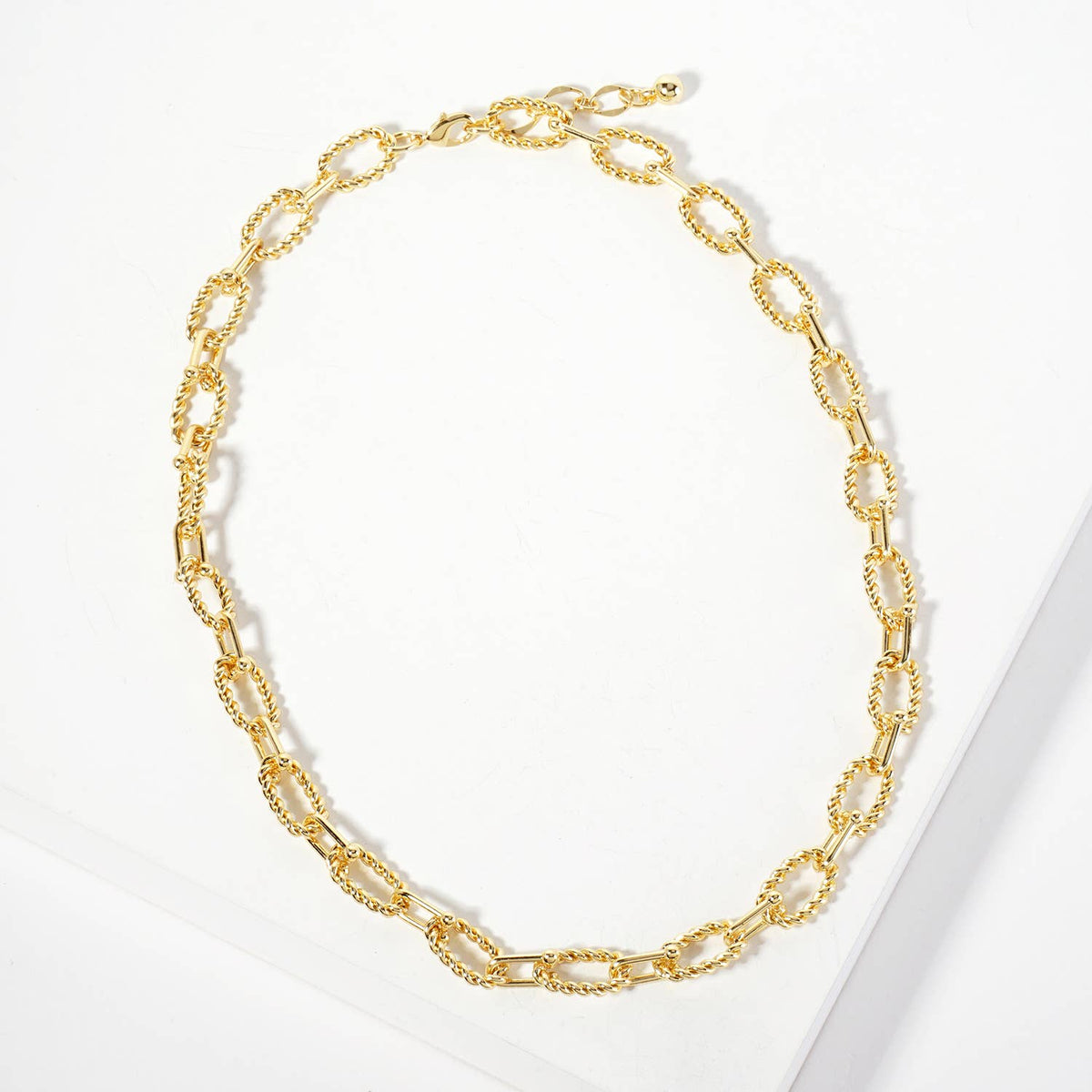 Rope-Texture Polished Brass 16-11mm Chain Necklace