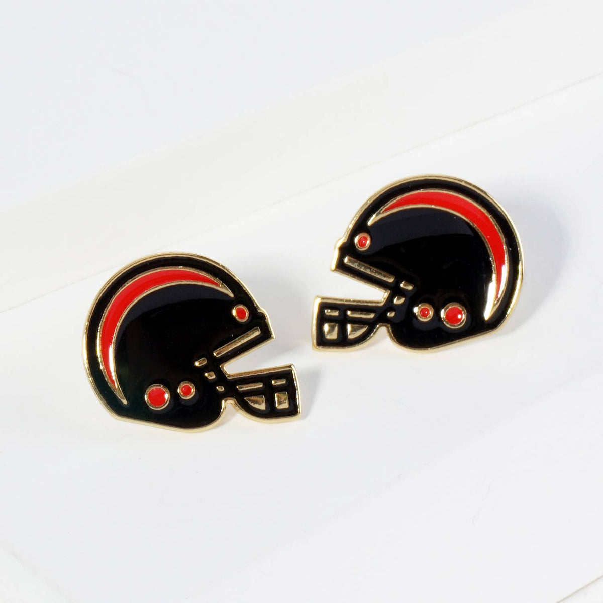 18K Gold Dipped Enamel Football Helmet Game Day Stud Earring