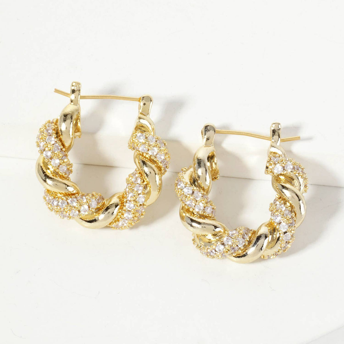 Rolled Design Single Row Embellishment 20mm Hoop Earrings