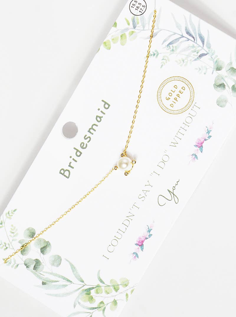 Bridesmaid Pearl and Crystal Pendant Necklace