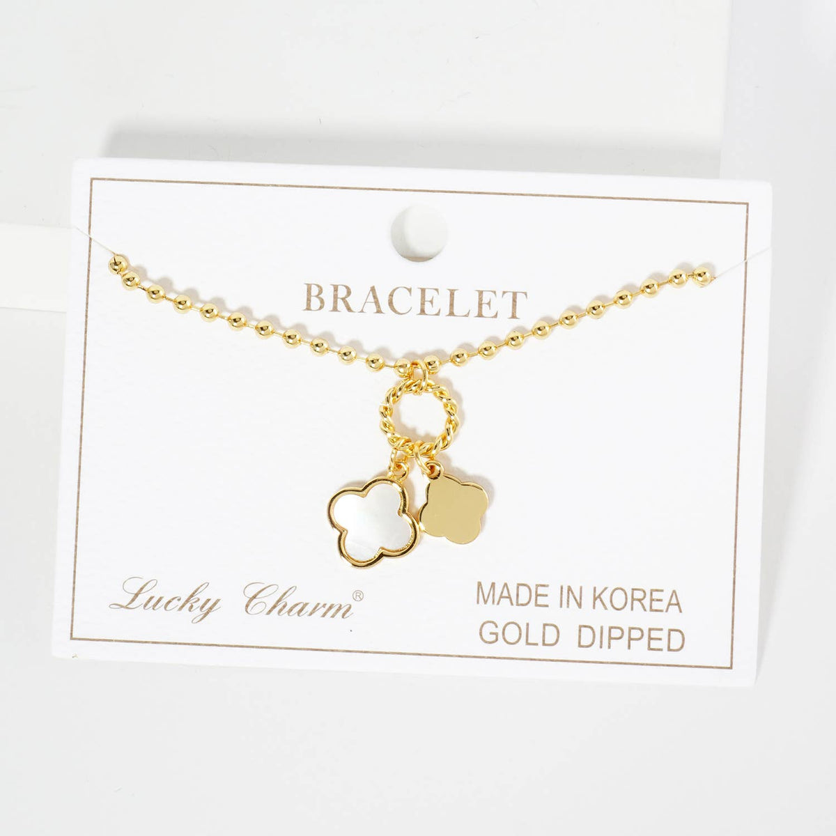 Dainty Double Clover Charm Beaded Bracelet