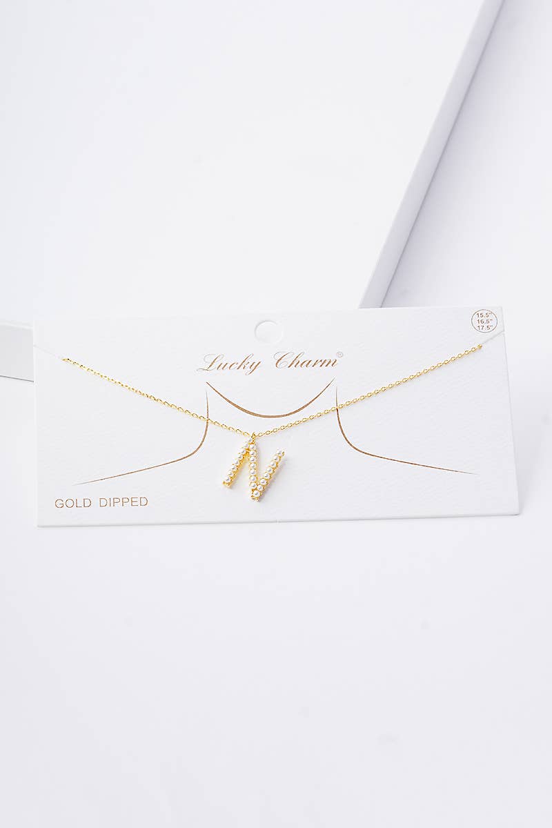 Gold Plated Pearl Initial Necklace