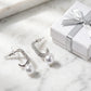 Crystal J-Hook Pearl Drop Earrings – Pavé Curve with Pearl