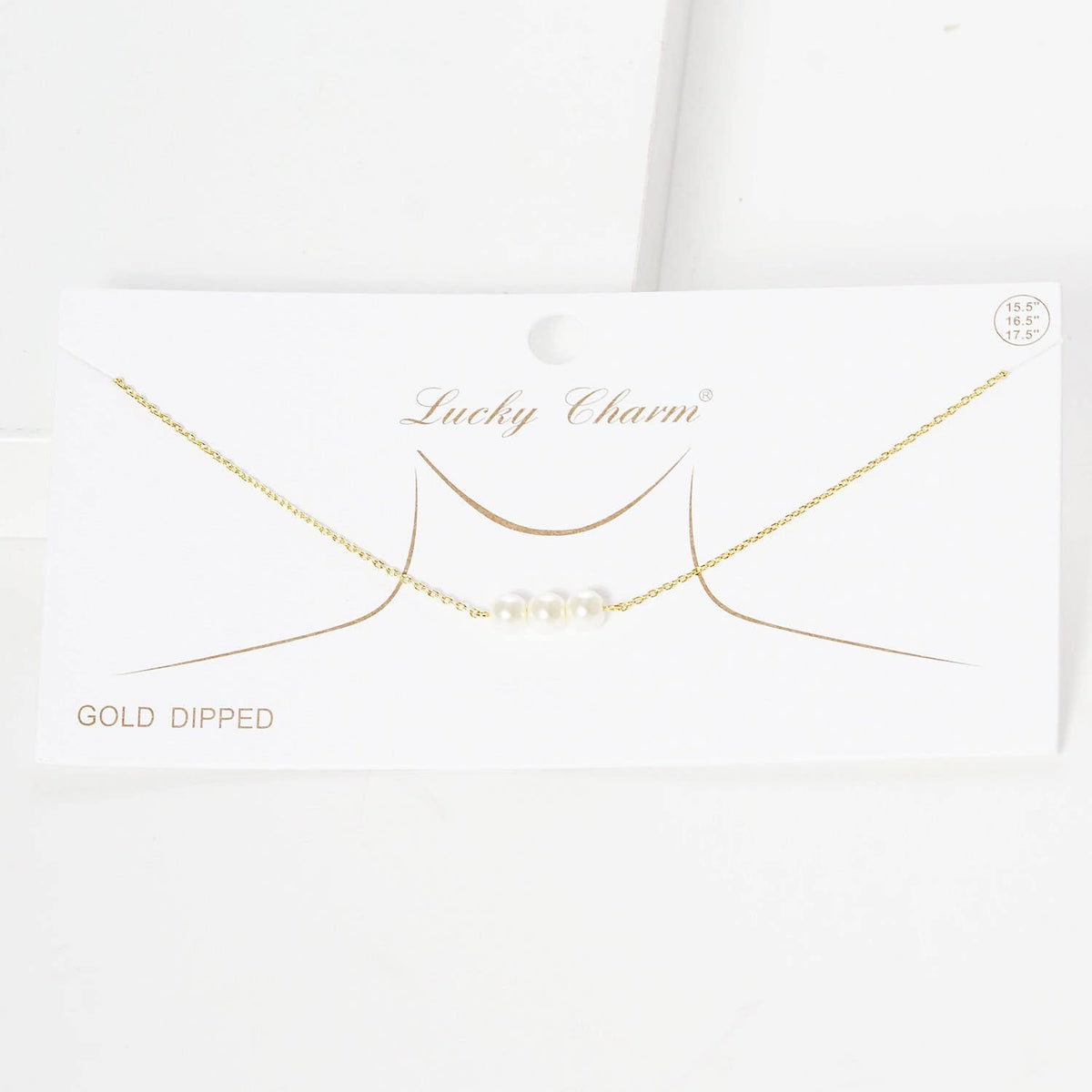 Gold 3 Beaded Freshwater Pearl Necklace