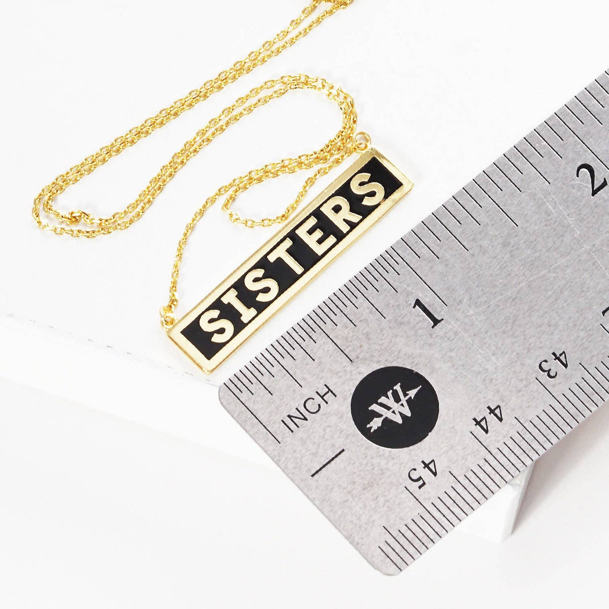 Gold Plated Mini Bar SISTERS Necklace