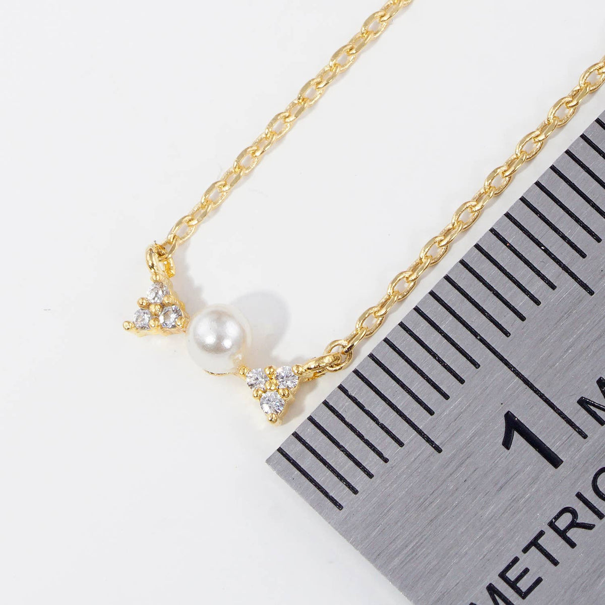 Dainty Pearl and Cubic Zirconia Bridesmaid Necklace