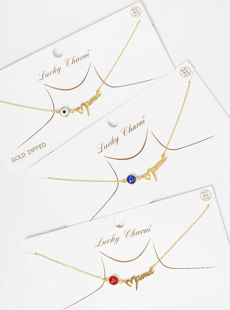 Gold Mama Necklace w/ Evil Eye Charm
