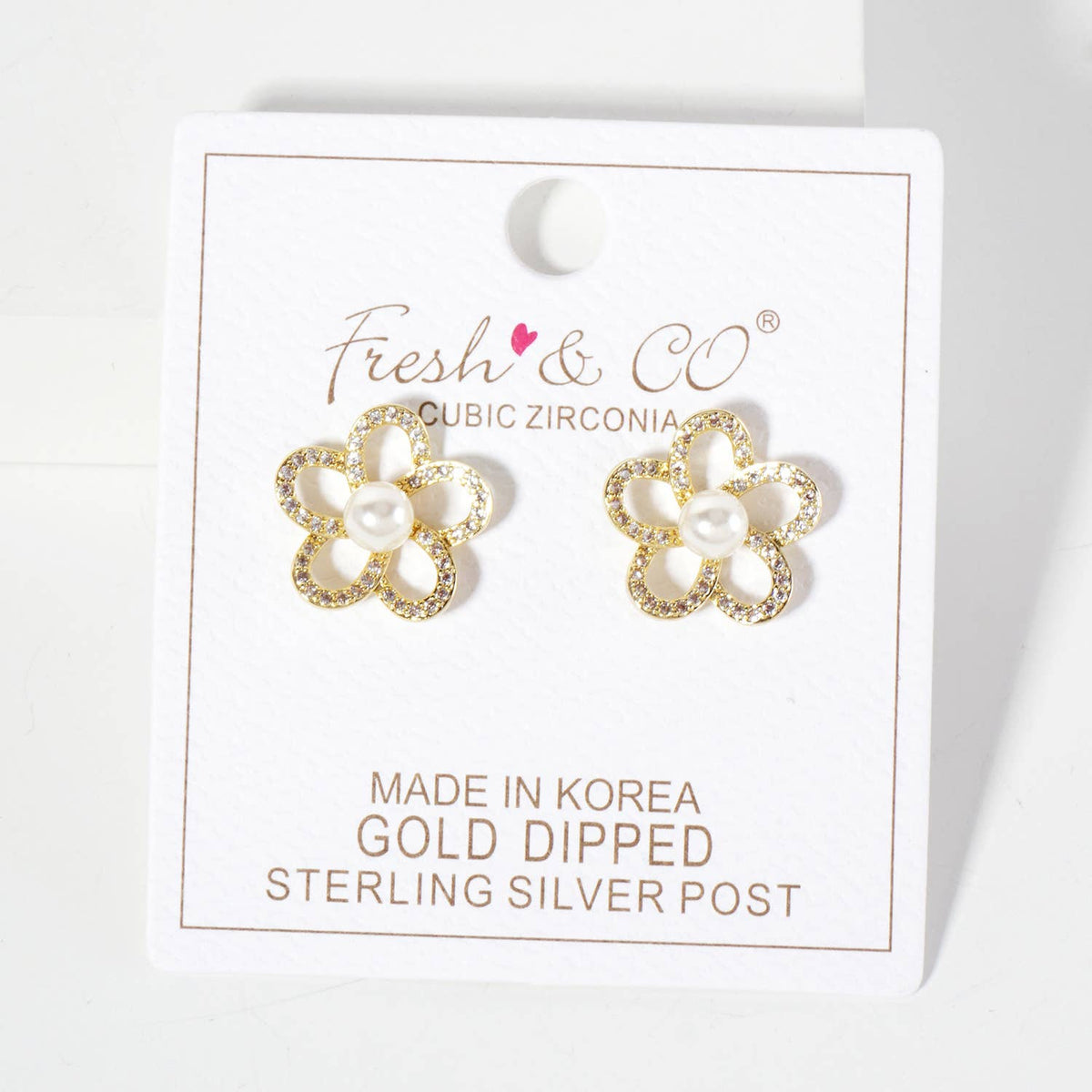 Botanical-Theme Pave-Set Pearl Flower Stud Earrings