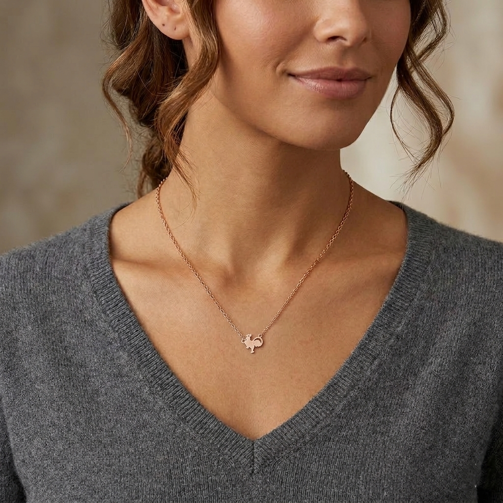 Minimalist Rooster Pendant Necklace