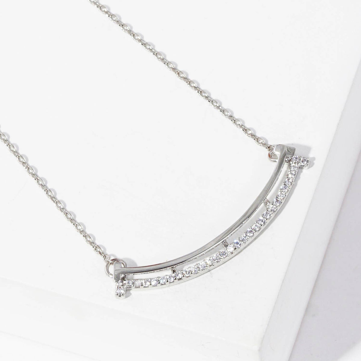 Gold Plated Curved Bar Necklace