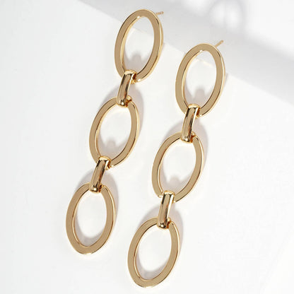 18K Gold Dipped Link Chain Drop Statement Earrings
