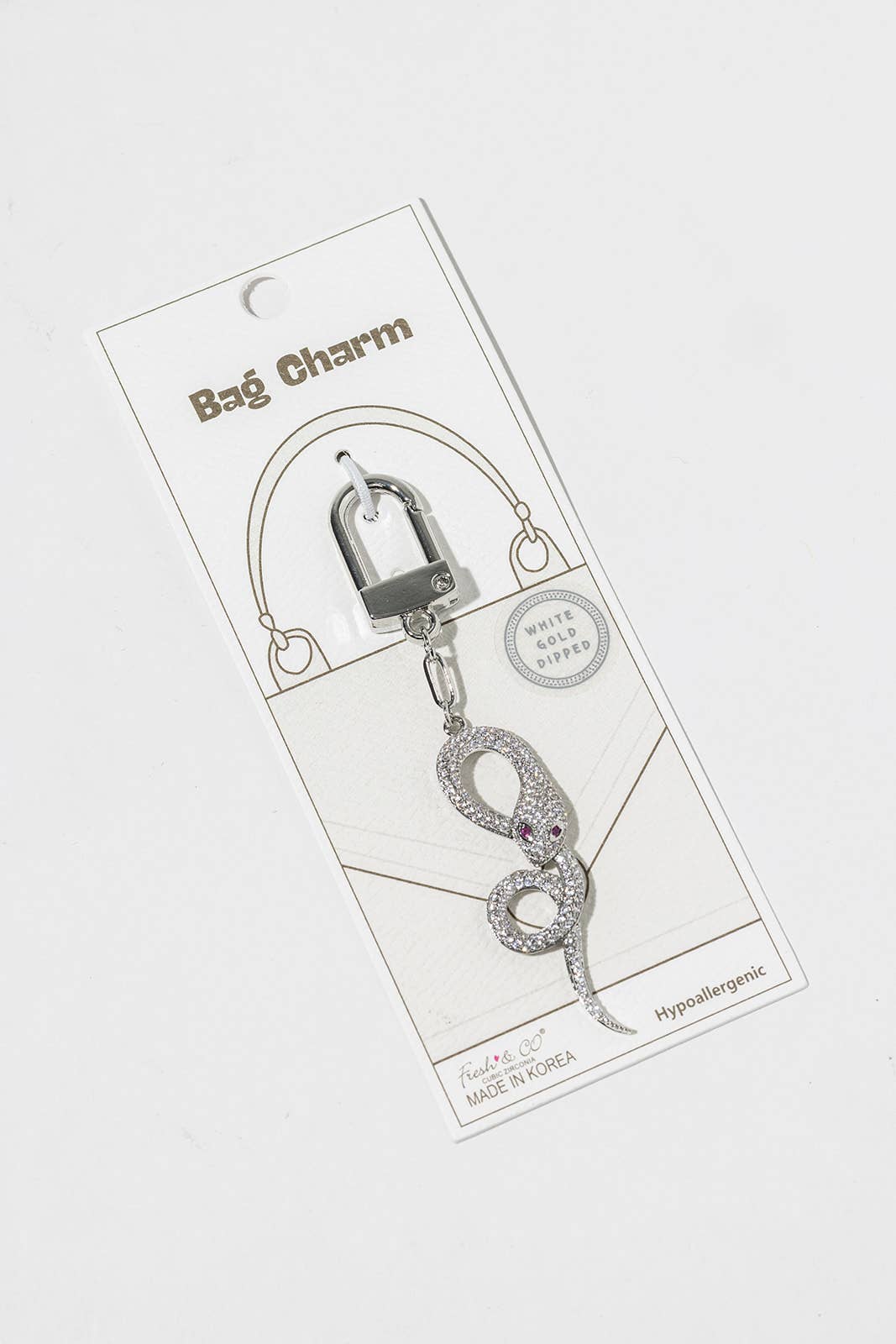 Crystal Embellished Coiled Snake Bag Charm