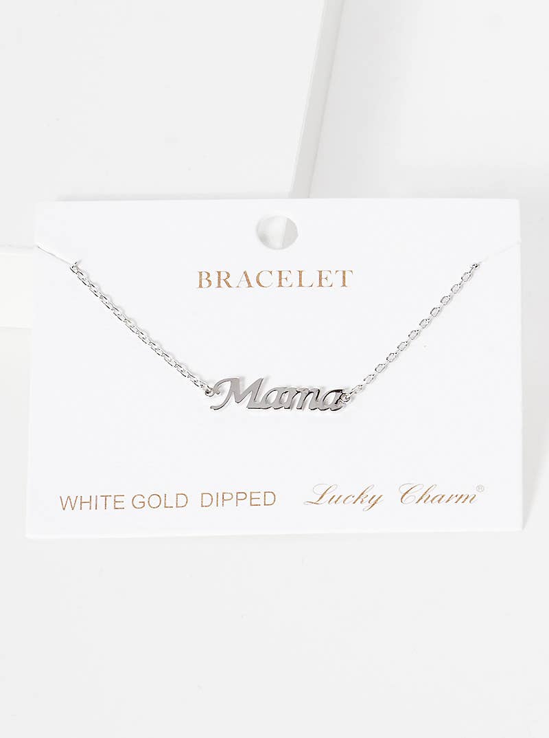 Minimalist Script "Mama" Charm Bracelet