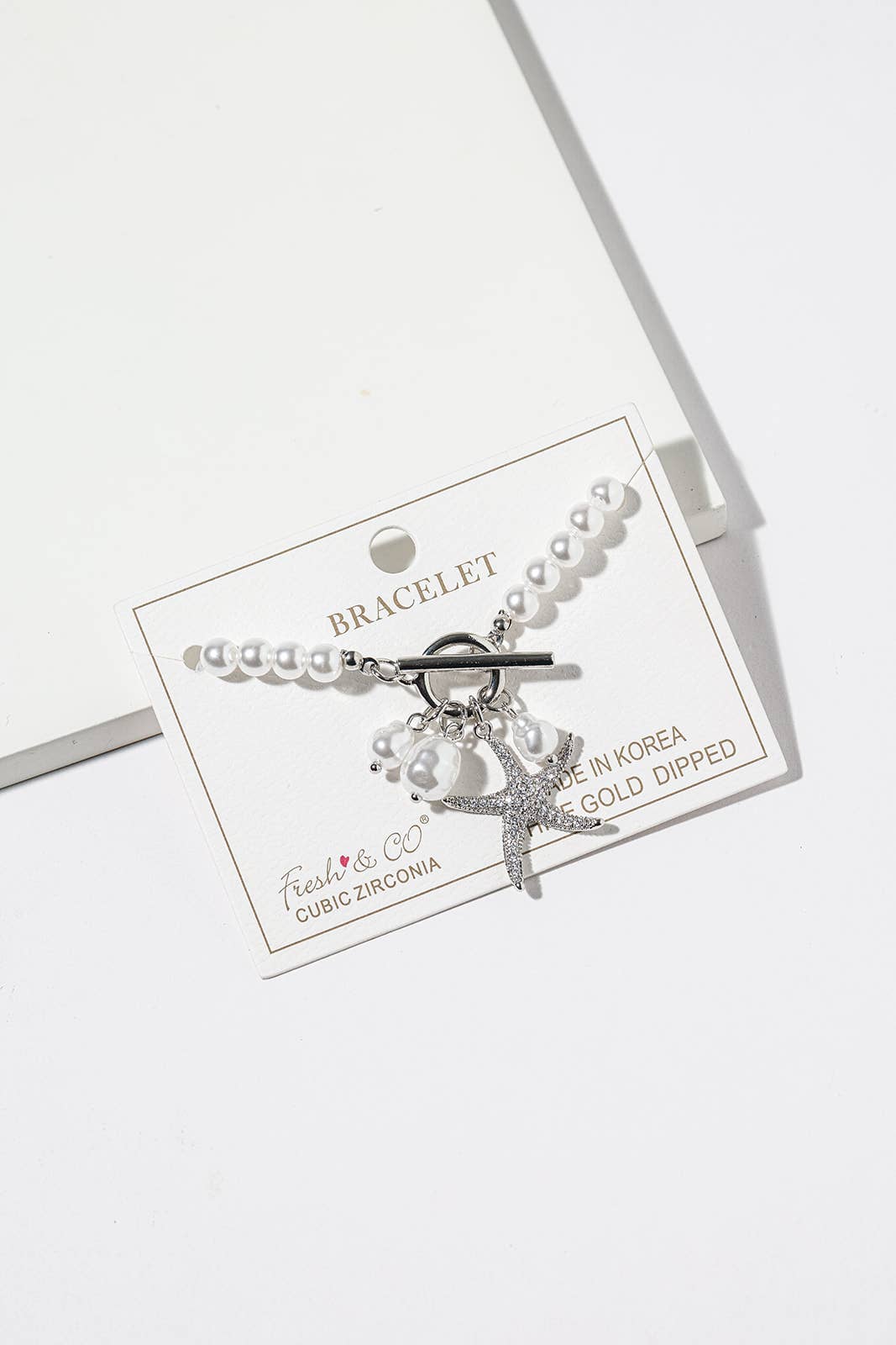 Pearl & Starfish Charm Toggle Bracelet