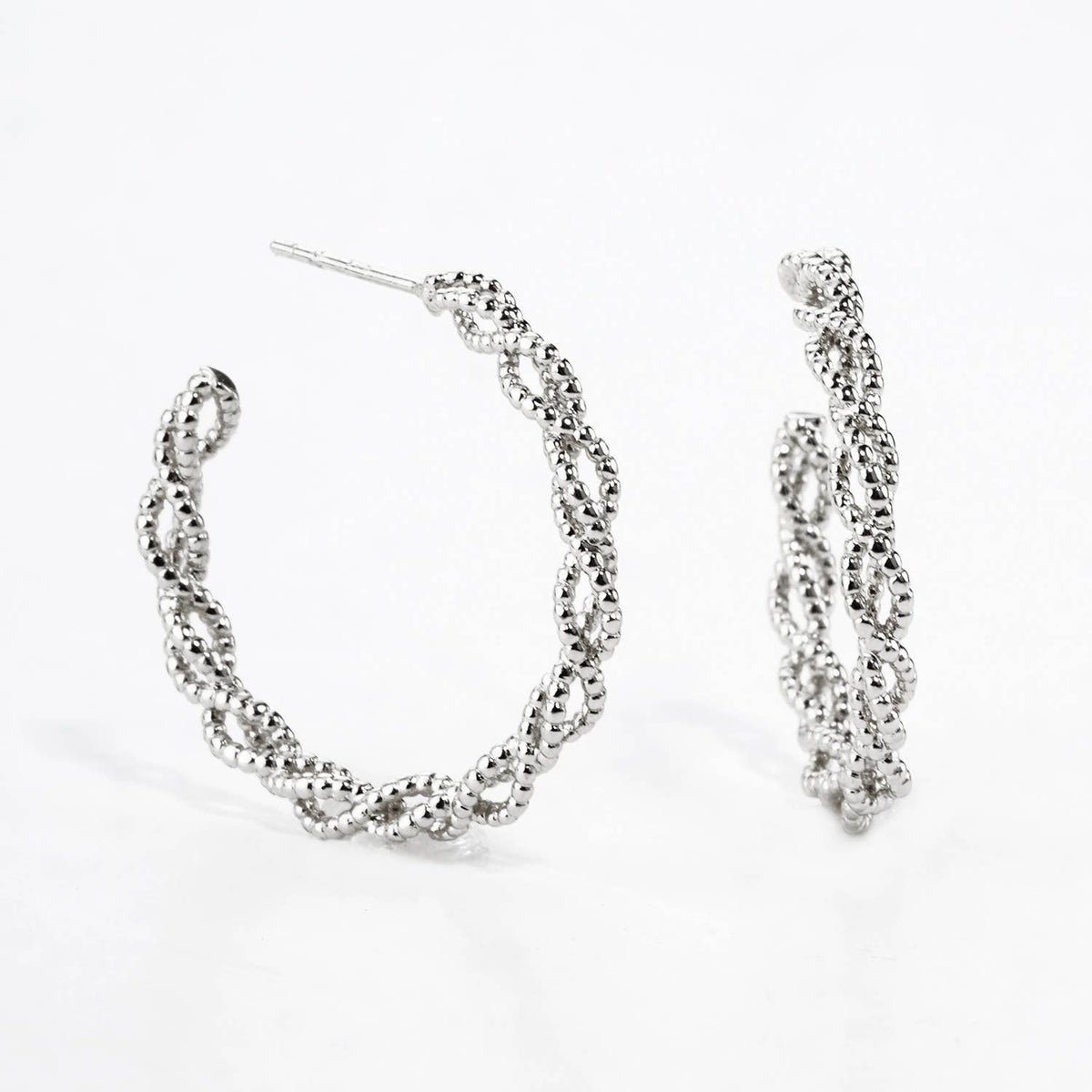 Twisted Textures Sterling Silver Post Hoop Earrings
