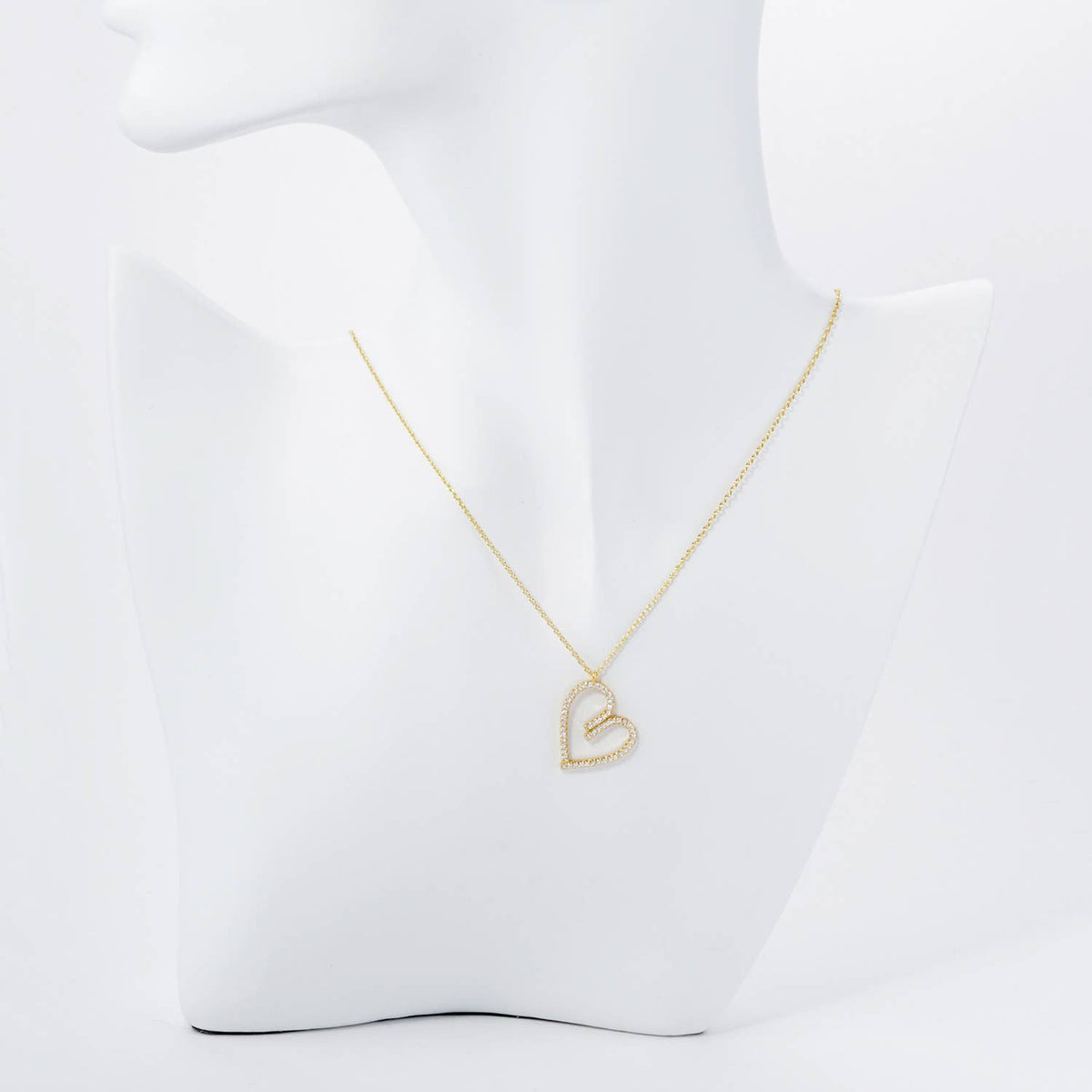 Gold Dipped Stylized Heart Pendant Necklace